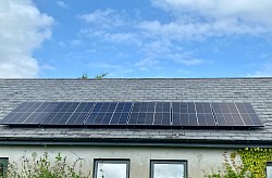 Six solar panels on roof